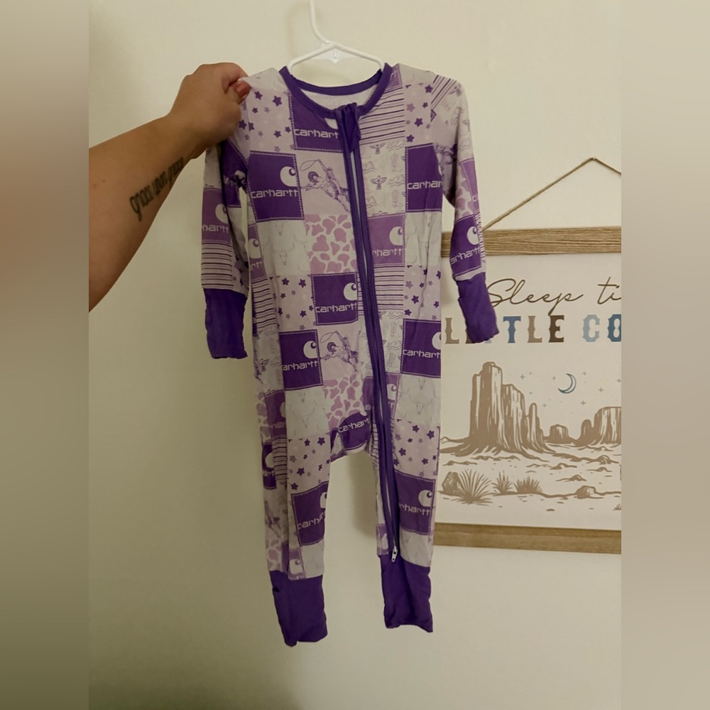 Carhartt Kids Footie in Purple and White